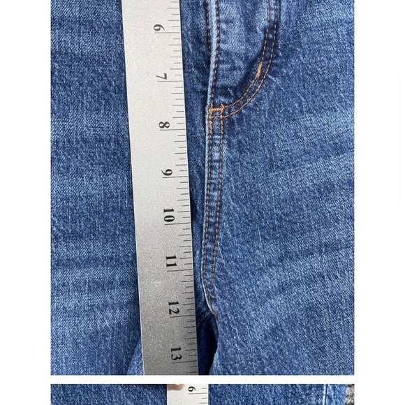 Loft Jeans Womens 14 Blue High Waist Straight Crop Raw Hem Stretch Medium Wash - Picture 4 of 12